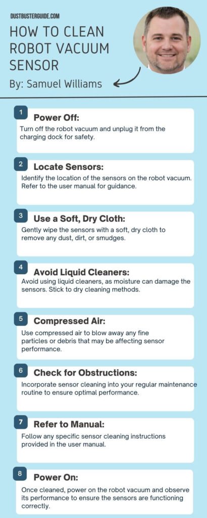 how to clean robot vacuum sensor infographic