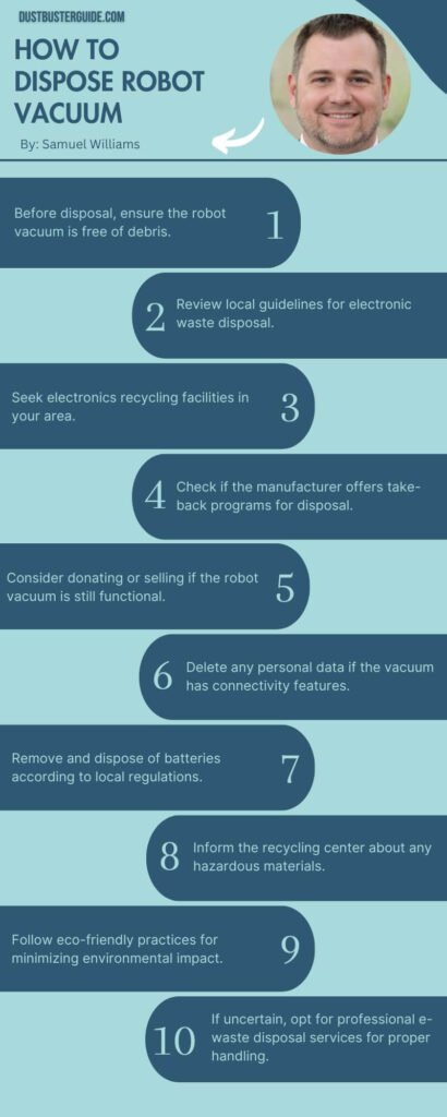 how to dispose robot vacuum infographic