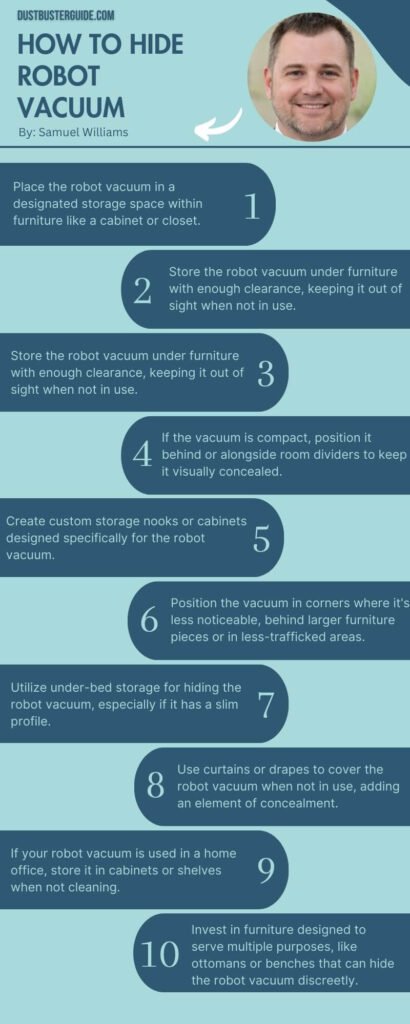 how to hide robot vacuum infographic