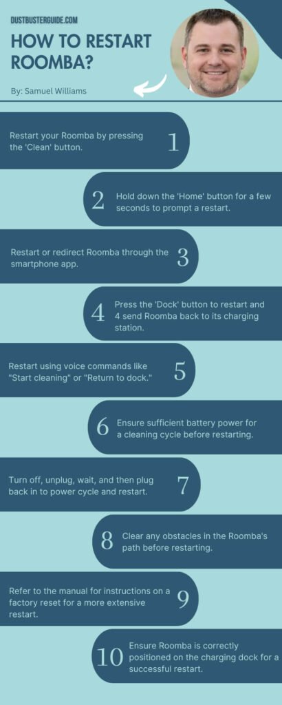 how to restart roomba infographic