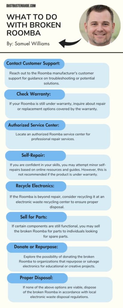 what to do with broken roomba infographic