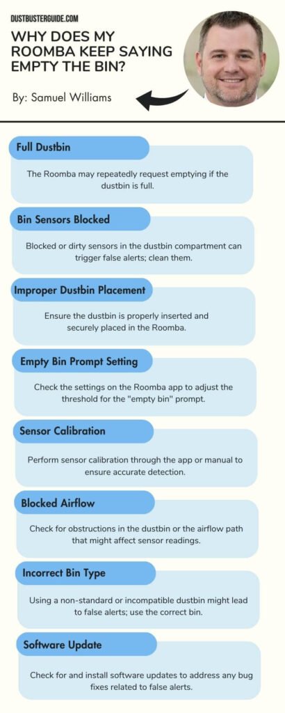 why does my roomba keep saying empty the bin infographic