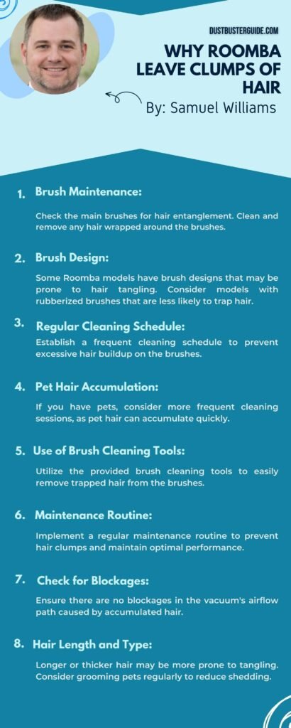 why roomba leave clumps of hair infographic