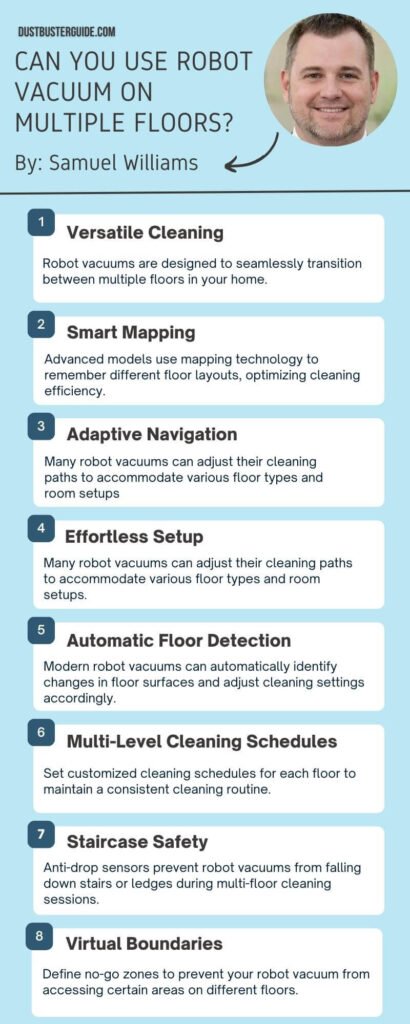 can you use robot vacuum on multiple floors infographic