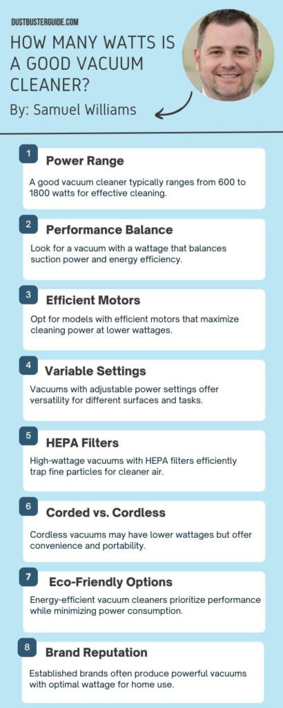 how many watts is a good vacuum cleaner infographic