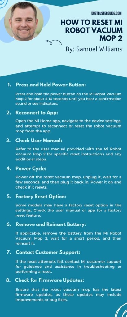 how to reset mi robot vacuum mop 2 infographic