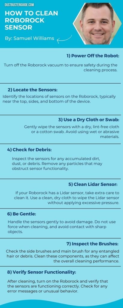 how to clean roborock sensor infographic