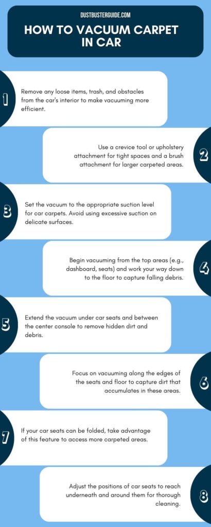 How to vacuum carpet in car infographic