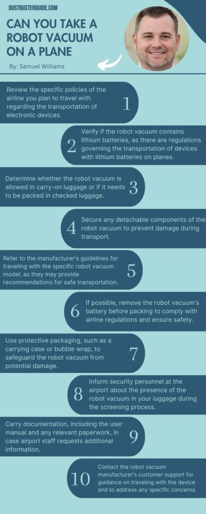 can you take a robot vacuum on a plane infographic