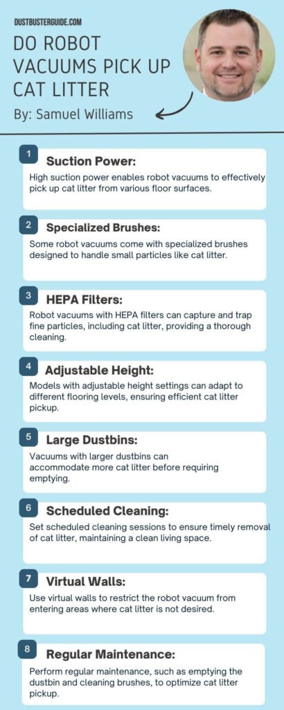 do robot vacuums pick up cat litter infographic