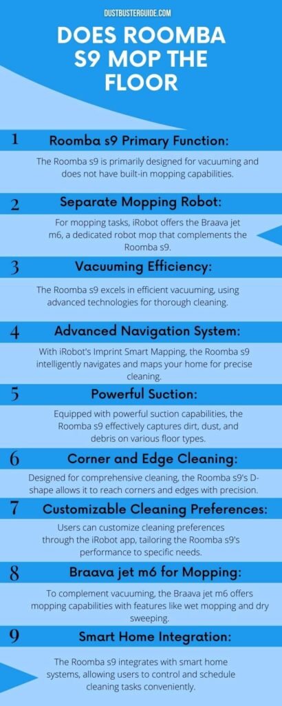 does roomba s9 mop the floor infographic