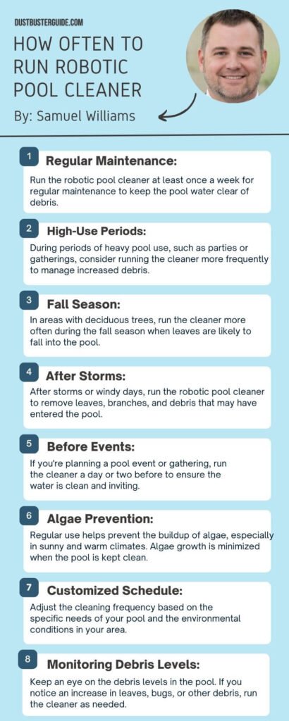 how often to run robotic pool cleaner infographic