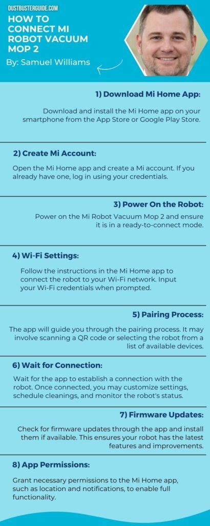 how to connect mi robot vacuum mop 2 infographic
