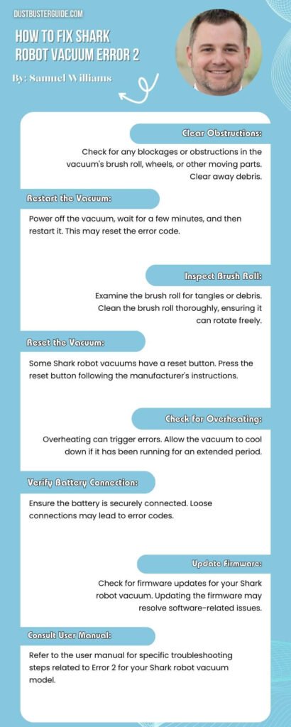 how to fix shark robot vacuum error 2 infographic