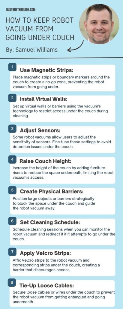 how to keep robot vacuum from going under couch infographic