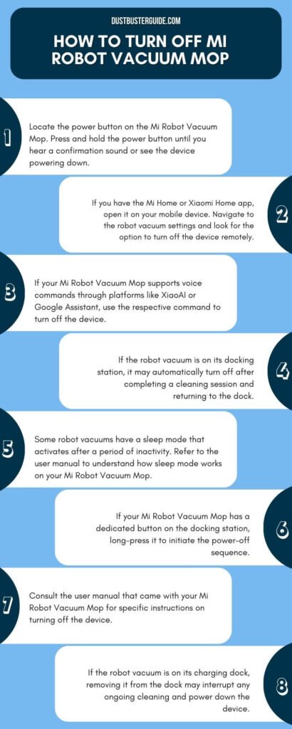 how to turn off mi robot vacuum mop infographic