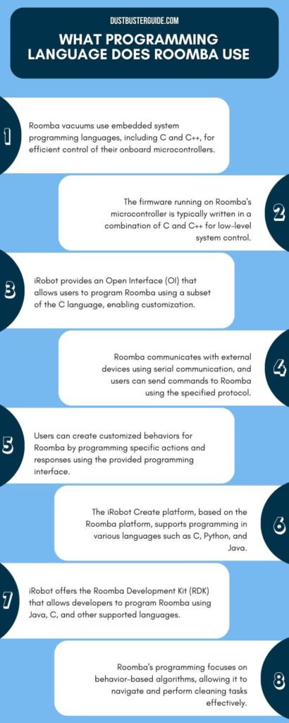 what programming language does roomba use infographic