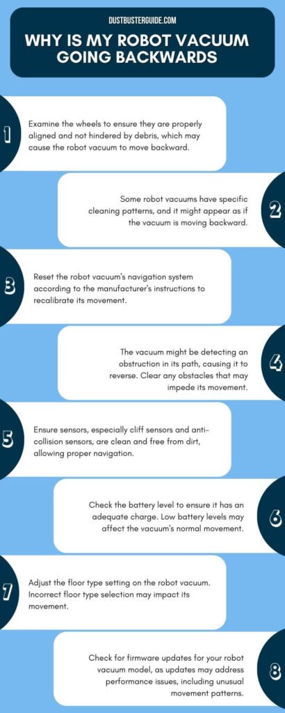 why is my robot vacuum going backwards infographic