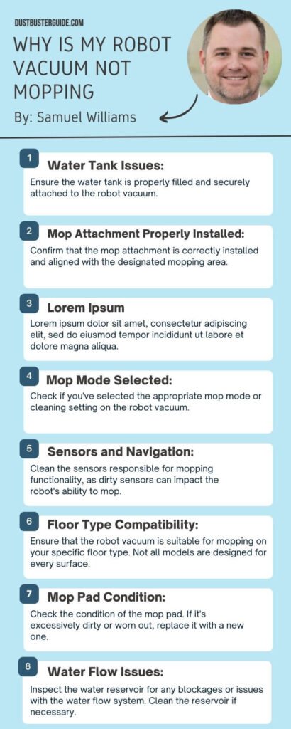 why is my robot vacuum not mopping infographic