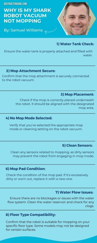 why is my shark robot vacuum not mopping infographic