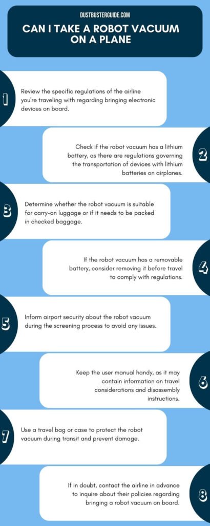 can i take a robot vacuum on a plane infographic