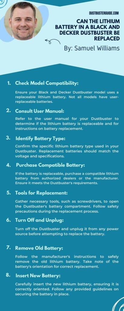 can the lithium battery in a black and decker dustbuster be replaced infographic