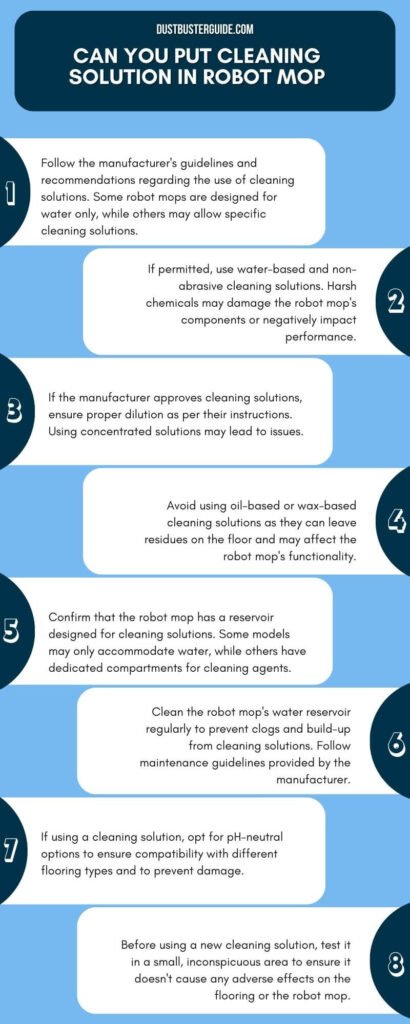 can you put cleaning solution in robot mop infographic