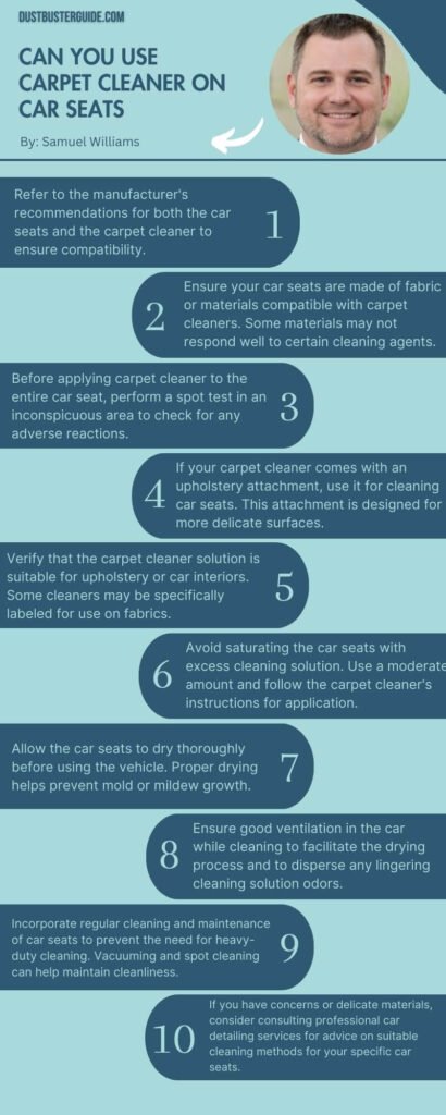 can you use carpet cleaner on car seats infographic