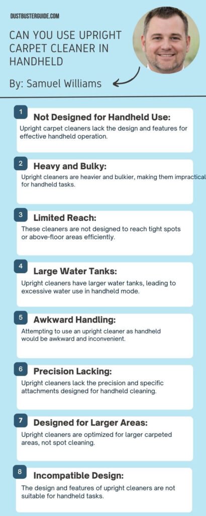 can you use upright carpet cleaner in handheld infographic