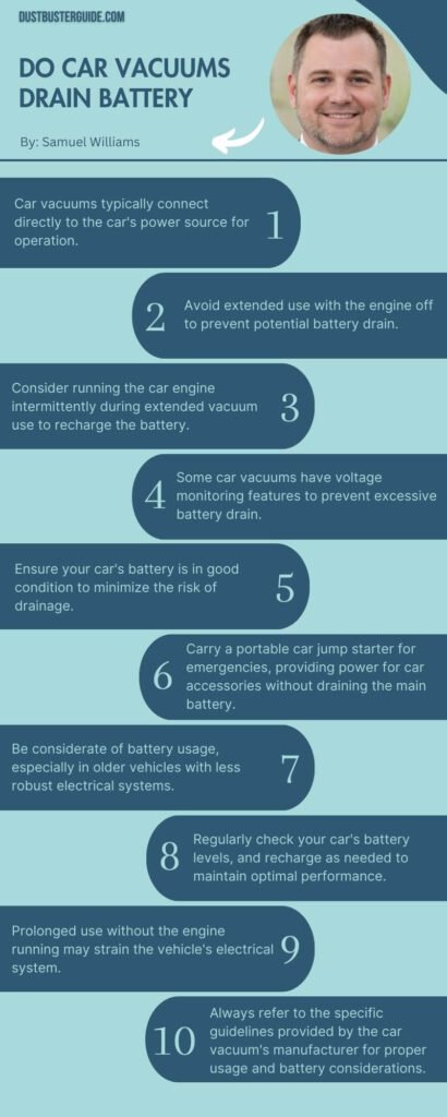 do car vacuums drain battery infographic