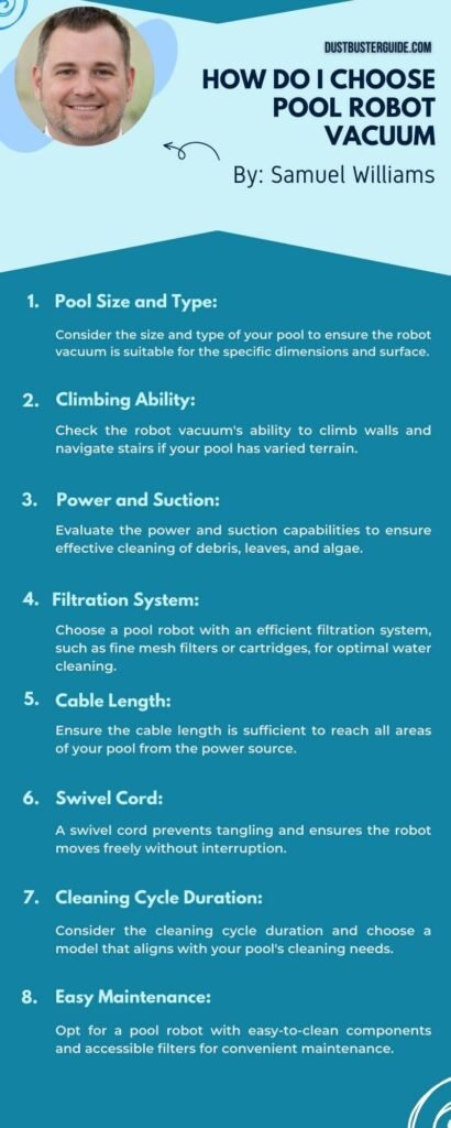 how do i choose pool robot vacuum infographic