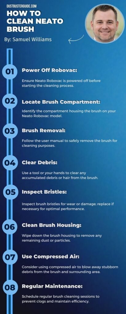 how to clean neato brush infographic