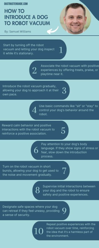 how to introduce a dog to robot vacuum infographic