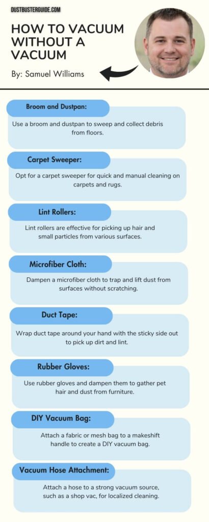 how to vacuum without a vacuum infographic