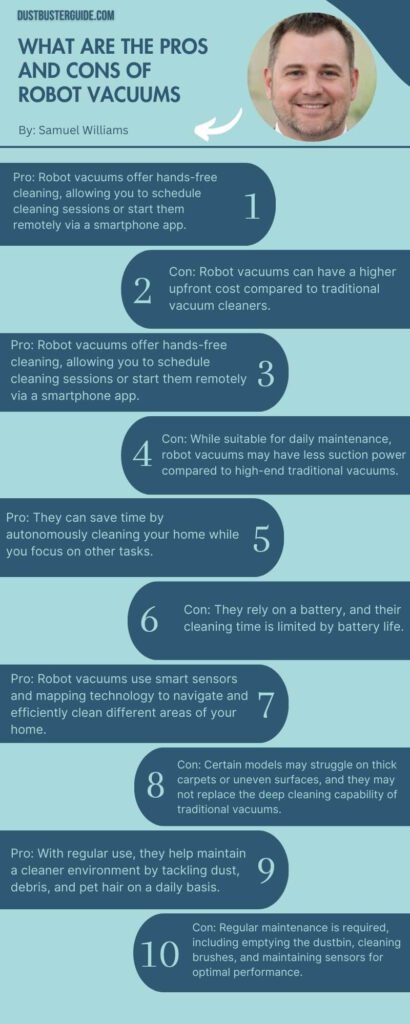 what are the pros and cons of robot vacuums infographic