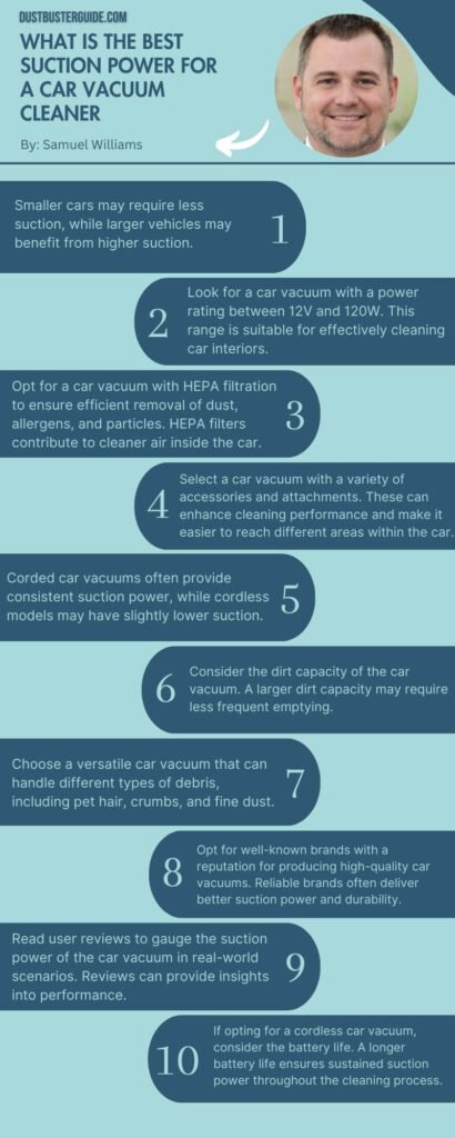 what is the best suction power for a car vacuum cleaner infographic